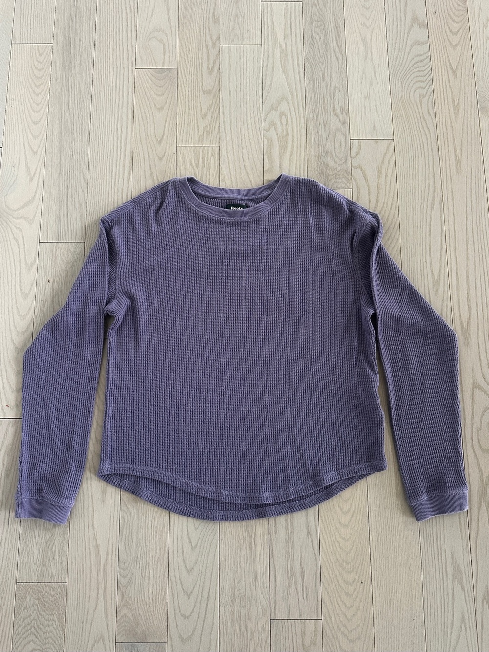 🌤️Womens Roots Waffle-Knit Long Sleeve Top - Lavender Size XSmall EUC